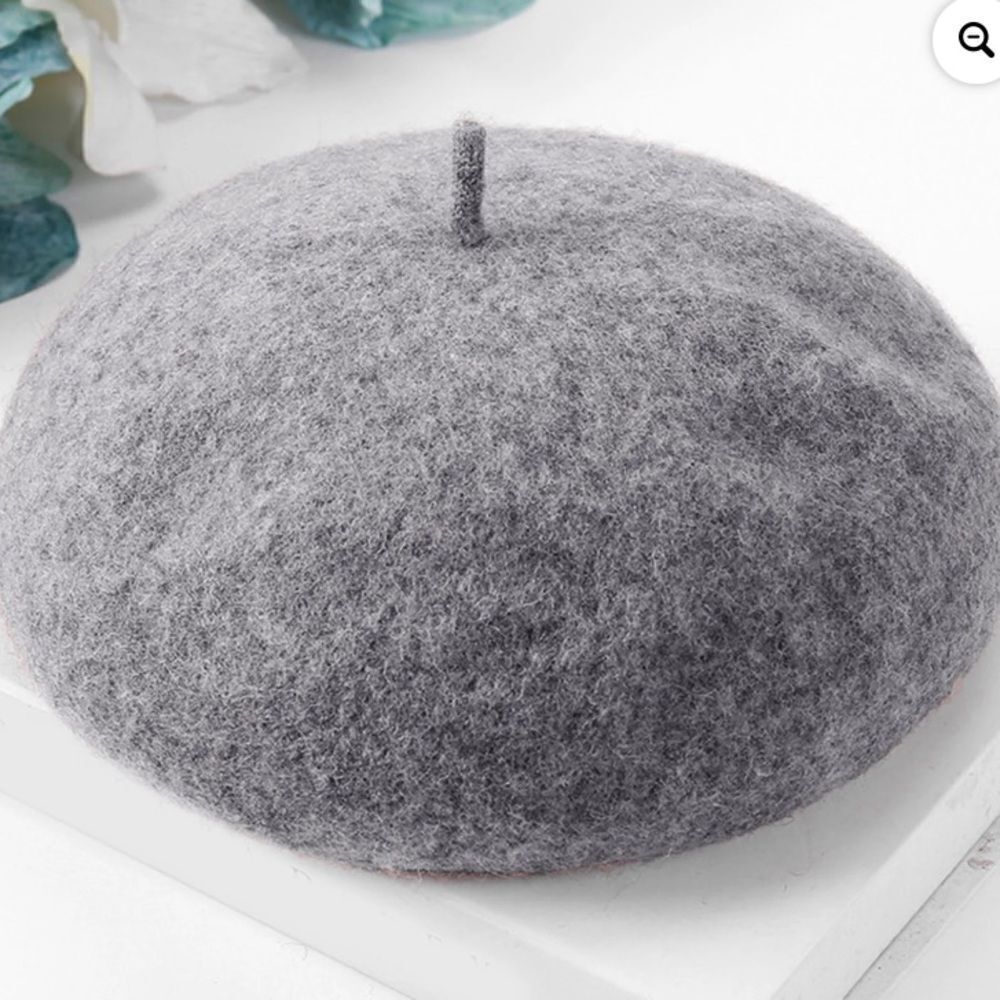 Heather Grey Wool Beret Hat (Unisex)